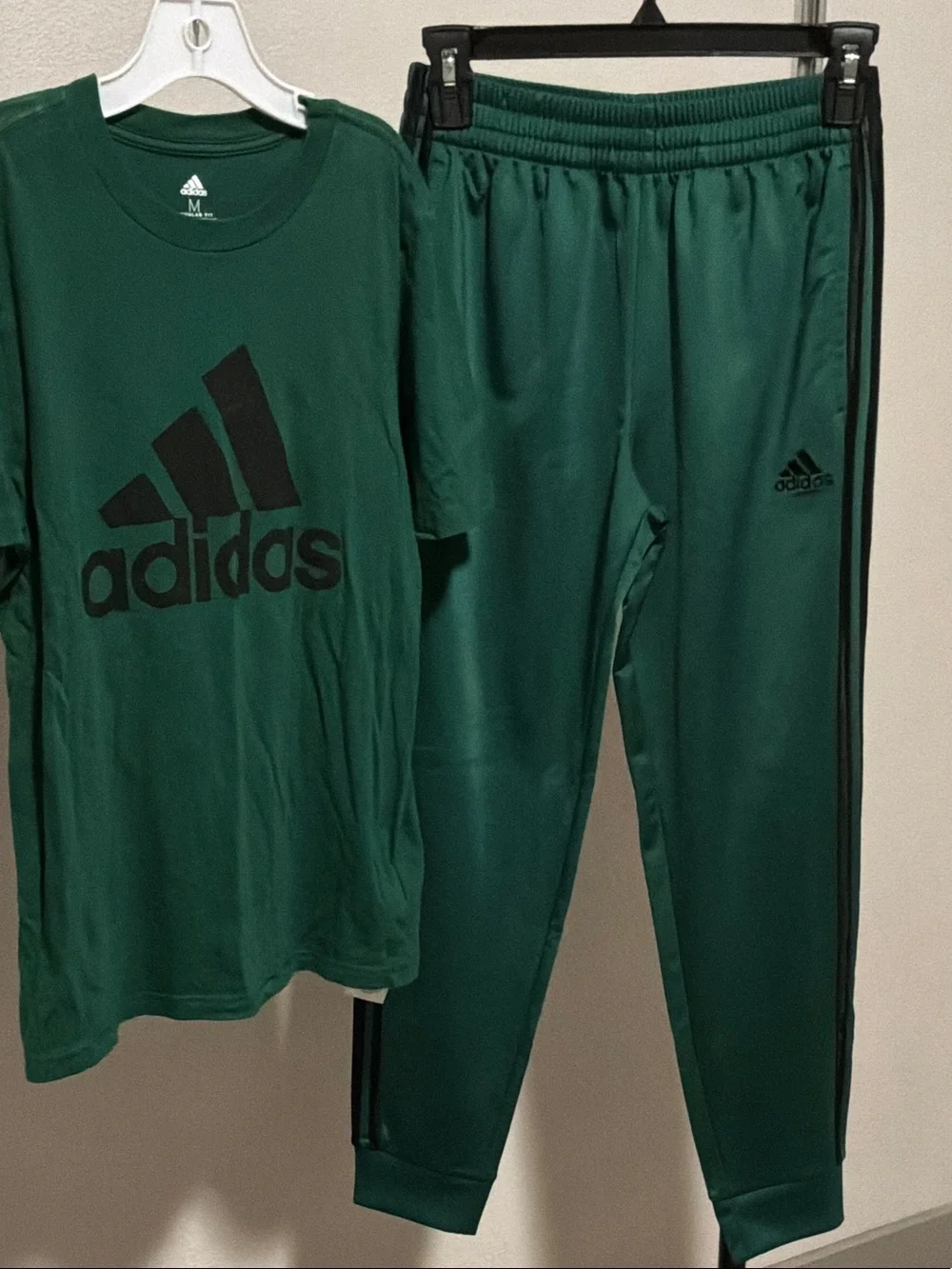 adidas Green Kids Track Joggers with Black Side Stripes